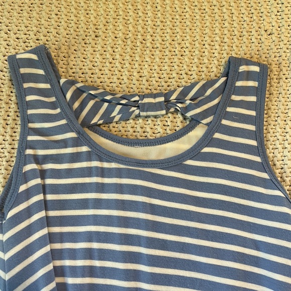 Beautees Blue and White Stripe Sleeveless Dress with Ruffle Hem Size 8 - Picture 5 of 8